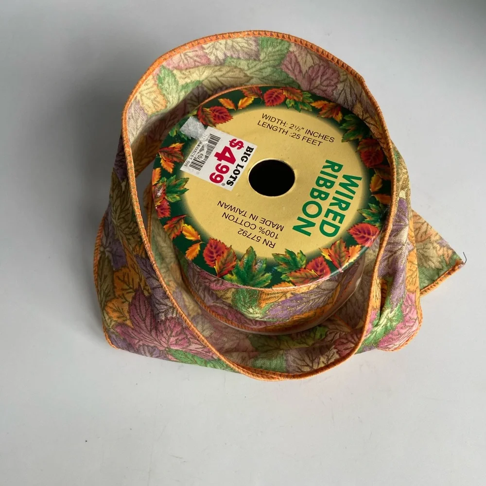 Autumn Leaves Cotton Double Wired Ribbon
